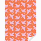 Geschenkpapier-Rolle • Orange/Rosa/Gelb Vögel