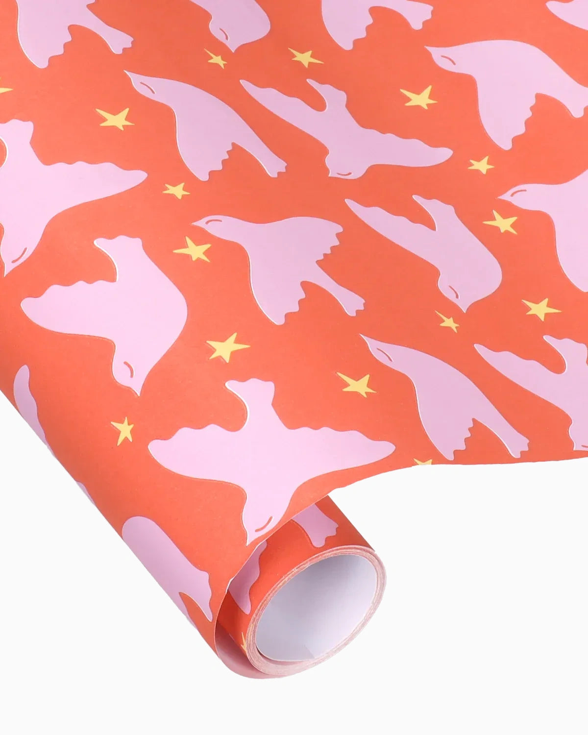 Geschenkpapier-Rolle • Orange/Rosa/Gelb Vögel