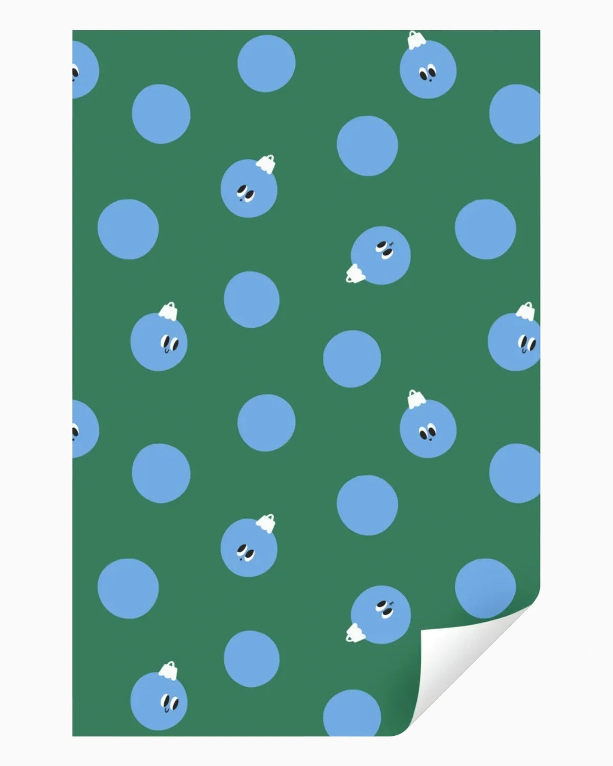 Geschenkpapier-Rolle • Grün/Hellblau Weihnachtskugeln