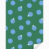 Geschenkpapier-Rolle • Grün/Hellblau Weihnachtskugeln
