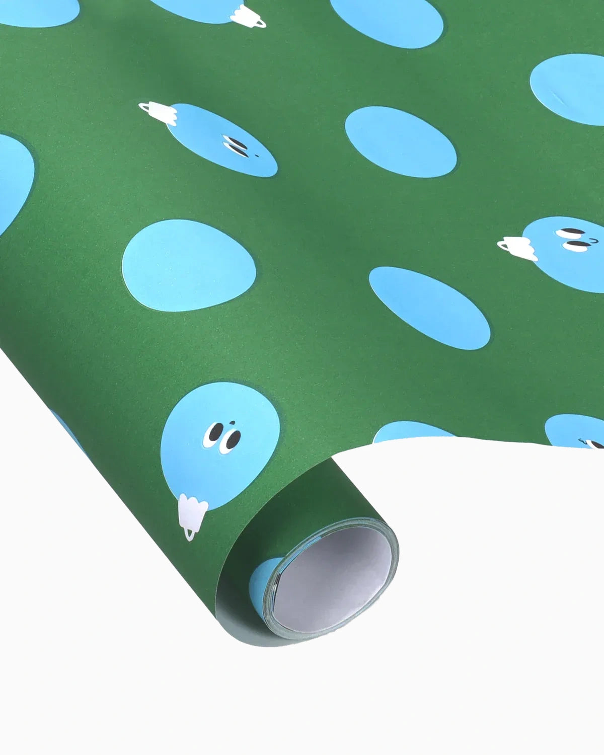 Geschenkpapier-Rolle • Grün/Hellblau Weihnachtskugeln