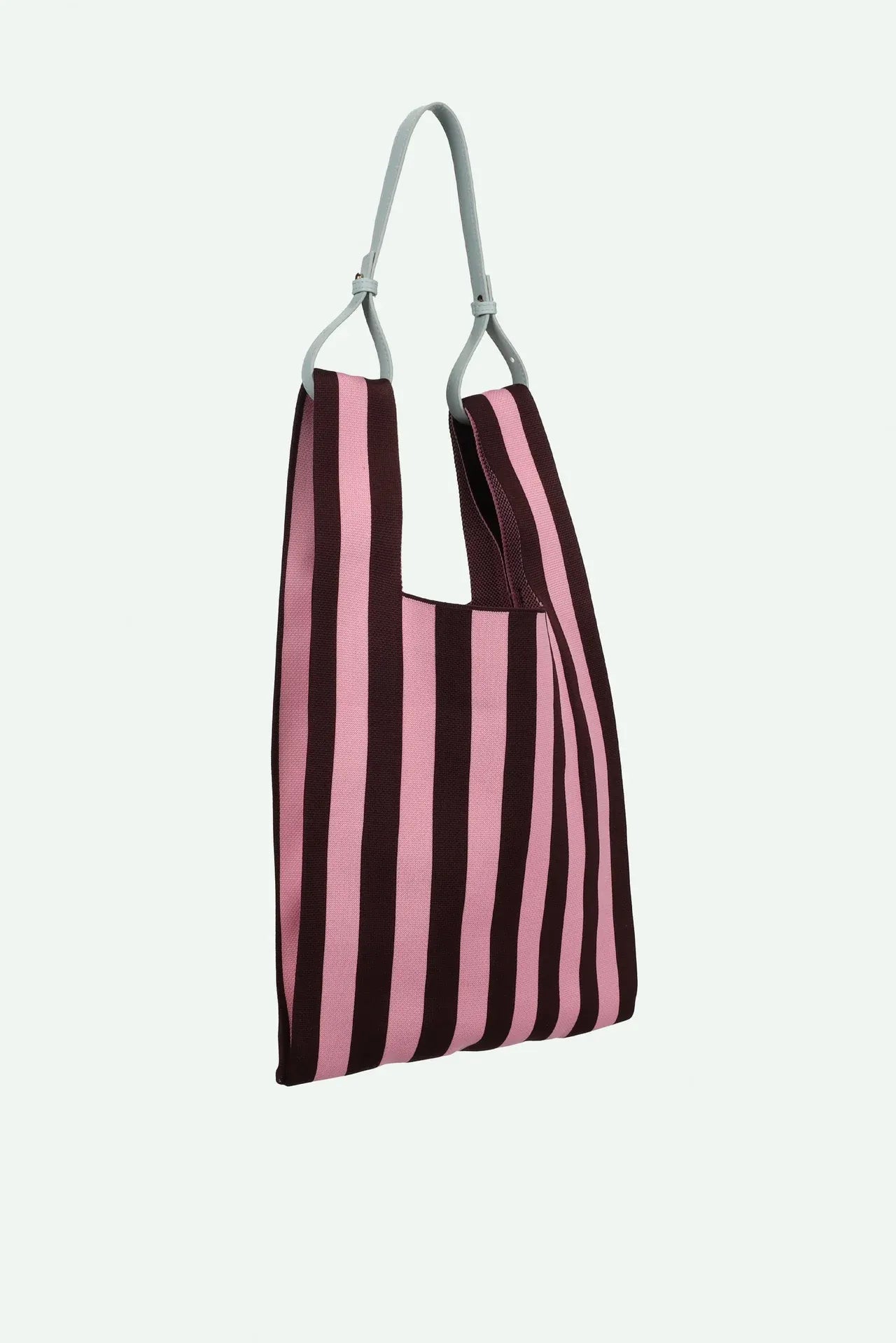 KNITTED STRIPES Shopper • chocolate + bubblegum