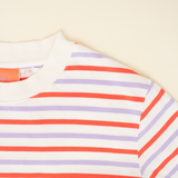 T-Shirt Gestreift aus Bio-Baumwolle | Rot/Lila/Weiß - ROSA ECK Concept Store