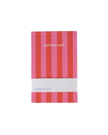 A - Journal - EVERYDAY LISTS Notizblock • Stripes Pink Red - ROSA ECK