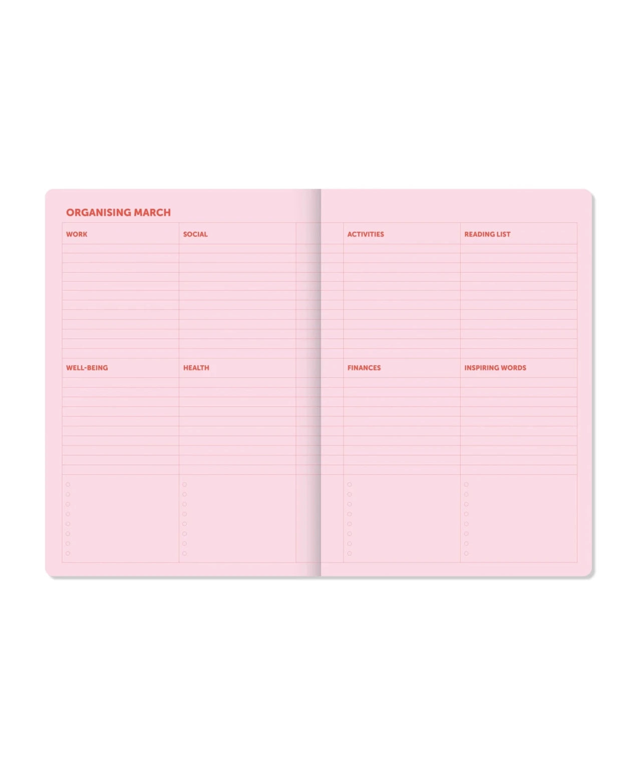 A-Journal - ORGANISER Terminplaner mit Spiralbindung (2027) • Checkered Pink Red - ROSA ECK