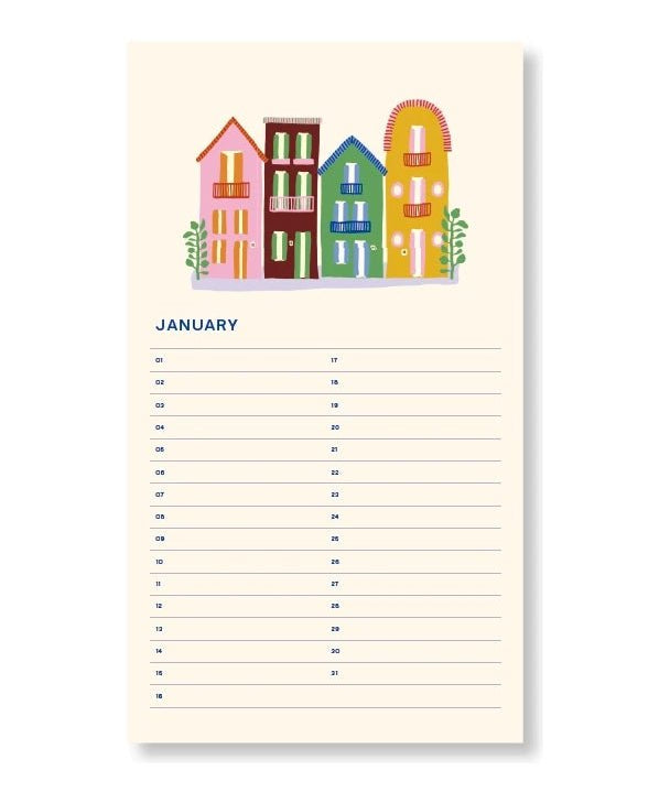 A - Journal Stationery - BIRTHDAY CALENDER Kalender (Undated) Sun - ROSA ECK - Blume, Sonne,
