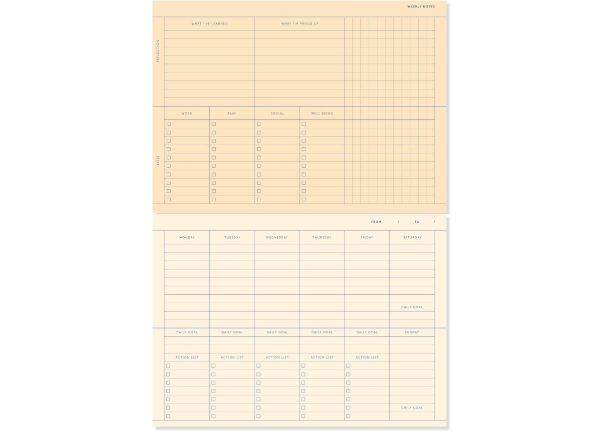 A - Journal Stationery - DESK PLANNER Wochenplaner Lavendelblau - ROSA ECK - Blau, Kalender, Papier