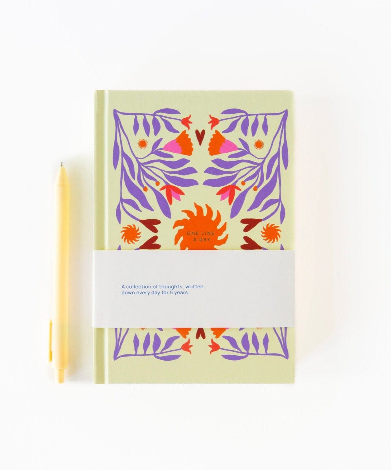 A - Journal Stationery - ONE LINE A DAY Notizbuch | Sun - Notizbuch - ROSA ECK - Hardcover, Orange, Sonne