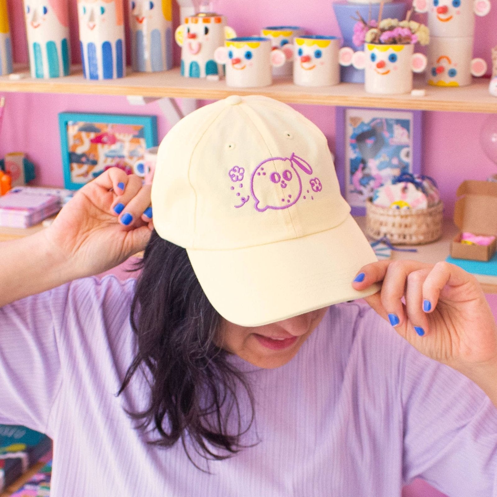 Ana Seixas - MAGIC LEMON Cap • Hellgelb/Lila - Cap - ROSA ECK Concept Store