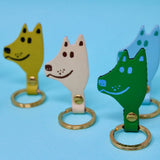 Ark Colour Design - DOG HEAD Schlüsselanhänger • Creme - ROSA ECK