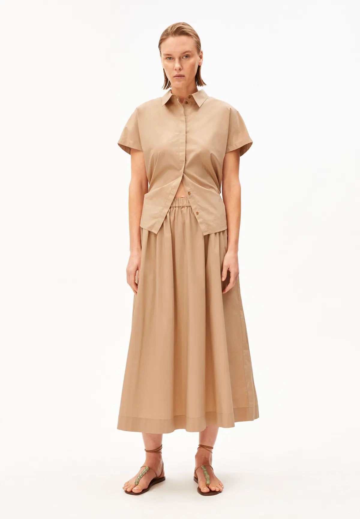 ARMEDANGELS - A - Linien Midirock aus Popelin • true camel - ROSA ECK