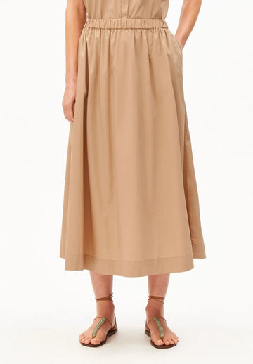 ARMEDANGELS - A - Linien Midirock aus Popelin • true camel - ROSA ECK