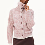 Gebürstete Mouliné-Strickjacke in Rostrot und Haferbeige von ARMEDANGELS – Ansicht 1