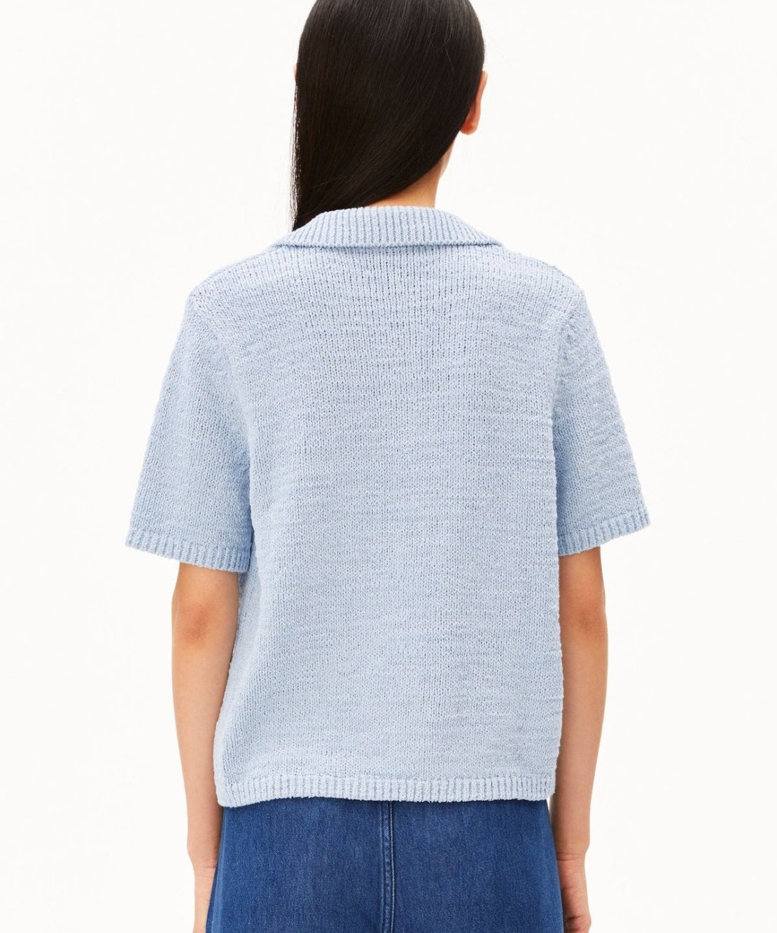ARMEDANGELS - ICONIC Å Baumwoll-Polo-Strickpullover • mistblue - ROSA ECK