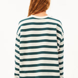 ICONIC Å FRANKAA BOLD Pullover in Dunkelblau und Naturweiß gestreift von ARMEDANGELS – Ansicht 2