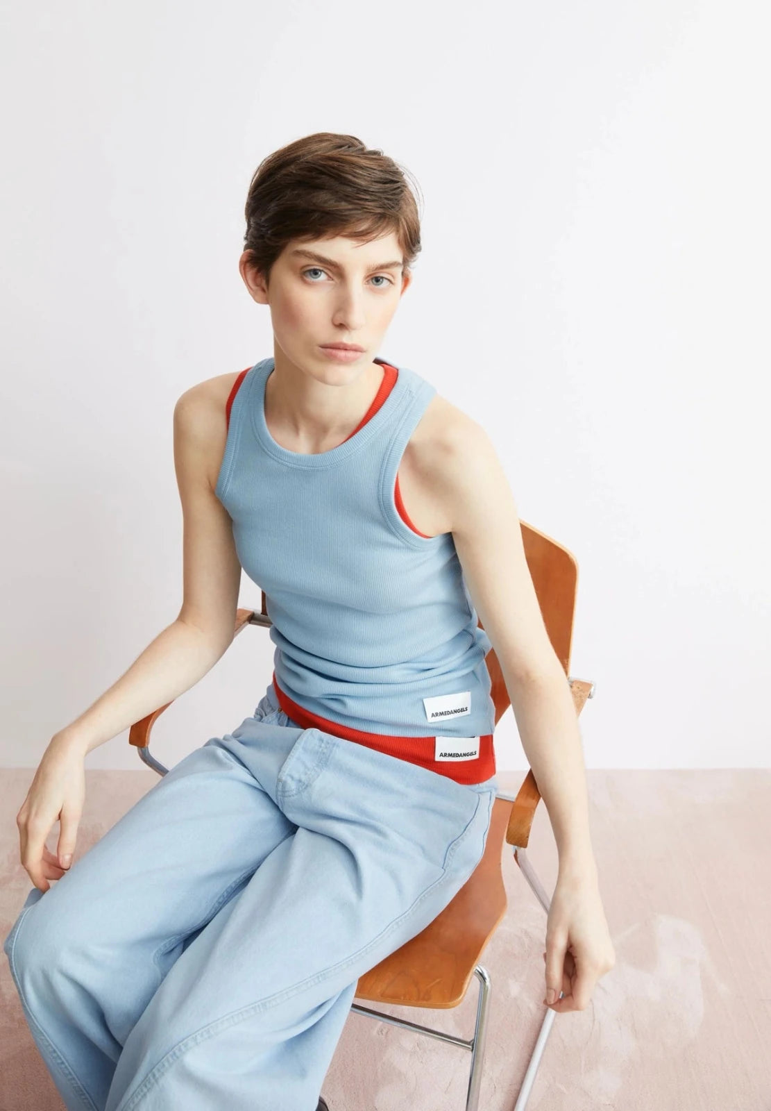ARMEDANGELS - KANITAA Ripp - Top • blue glow - Top - ROSA ECK