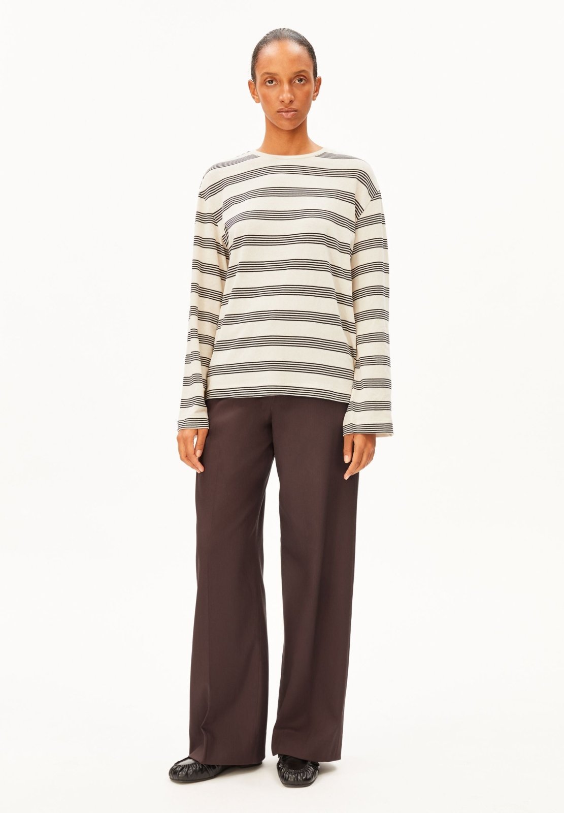 MARYNAA FINE STRIPE Langarmshirt oatmilk-black von ARMEDANGELS