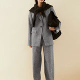 Tweed Barrel Hose • mid grey melange-oatmilk