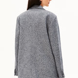 Tweed Oversized Blazer • mid grey melange-oatmilk