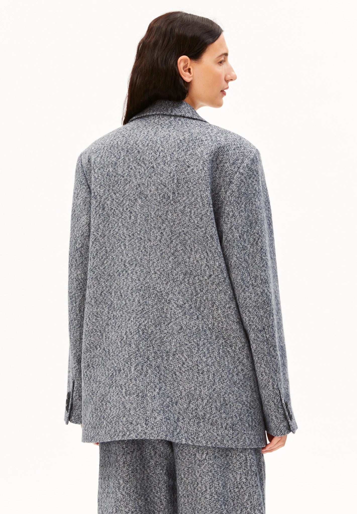 Tweed Oversized Blazer • mid grey melange-oatmilk