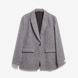 Tweed Oversized Blazer • mid grey melange-oatmilk