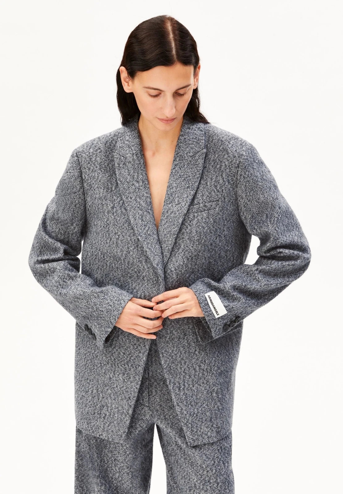 ARMEDANGELS - Tweed Oversized Blazer • mid grey melange-oatmilk - ROSA ECK