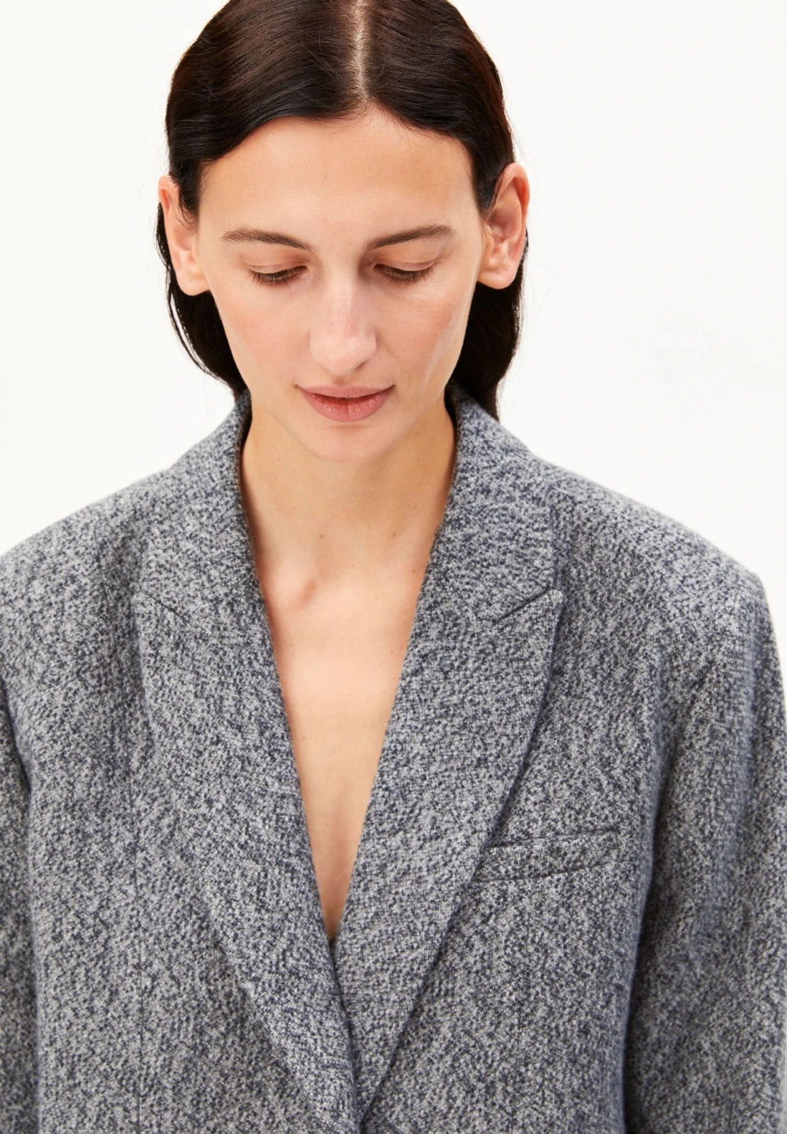 ARMEDANGELS - Tweed Oversized Blazer • mid grey melange-oatmilk - ROSA ECK