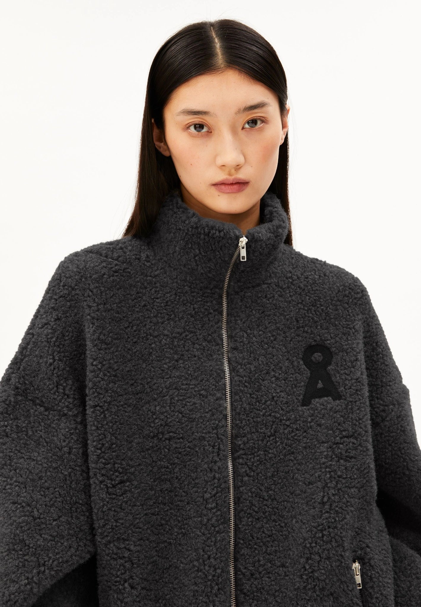 Woll-Mix Fleecejacke • steel melange