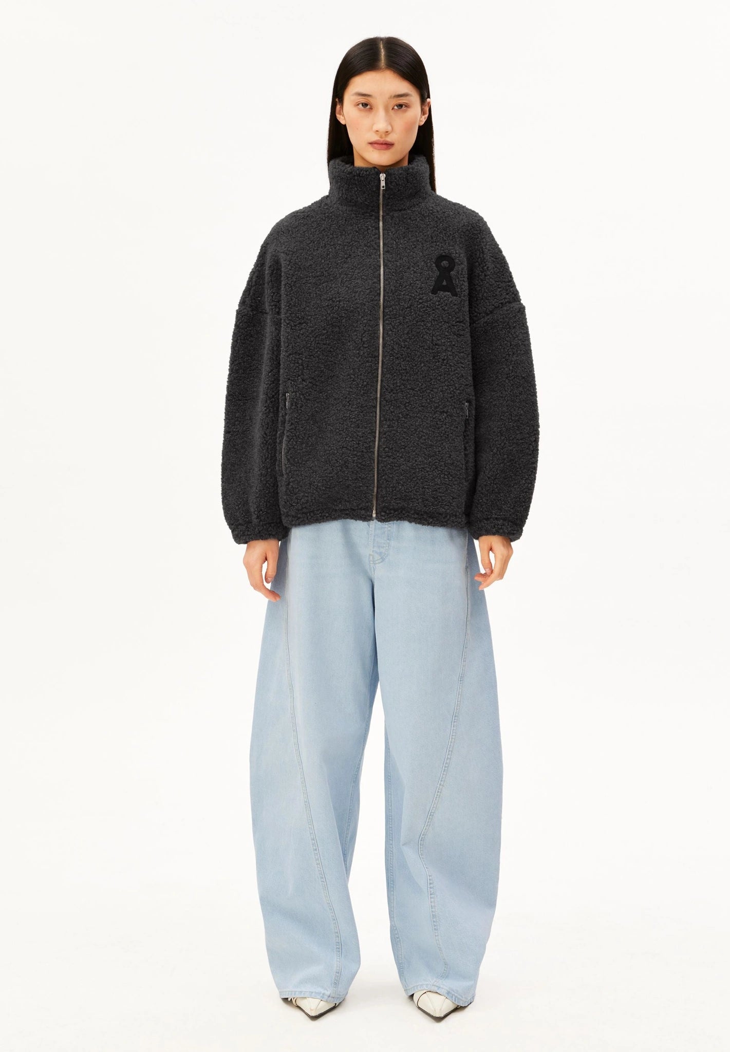 Woll-Mix Fleecejacke • steel melange