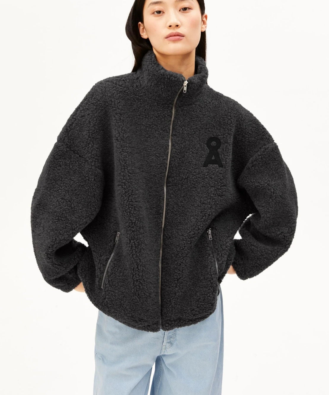 ARMEDANGELS - Woll-Mix Fleecejacke • steel melange - ROSA ECK