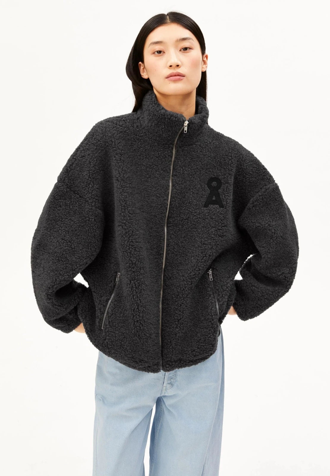 ARMEDANGELS - Woll-Mix Fleecejacke • steel melange - ROSA ECK