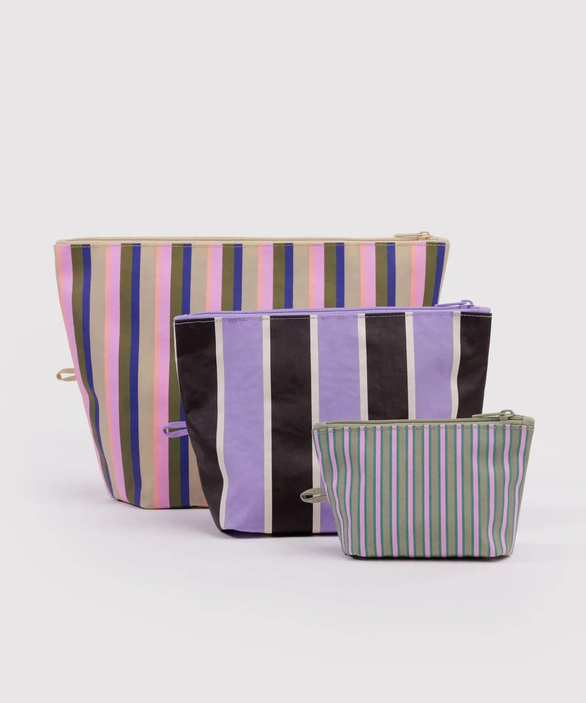 BAGGU - GO POUCH Kulturbeutel (3er - Set) • Candy Shop Stripes - ROSA ECK
