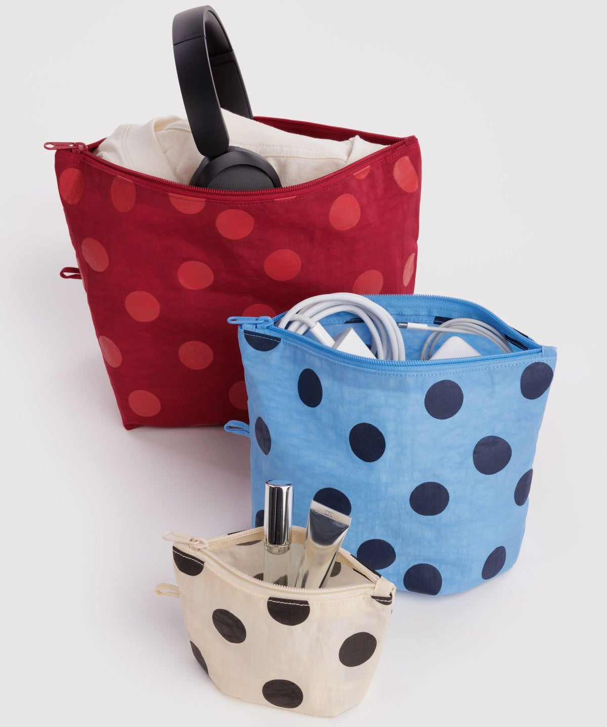 BAGGU - GO POUCH Kulturbeutel (3er-Set) • Polka Dot Mix - ROSA ECK
