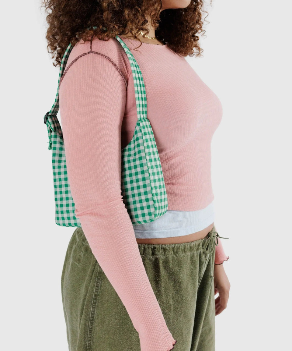 BAGGU - MINI NYLON SHOULDER BAG Schultertasche • Green Gingham - Schultertasche - ROSA ECK Concept Store