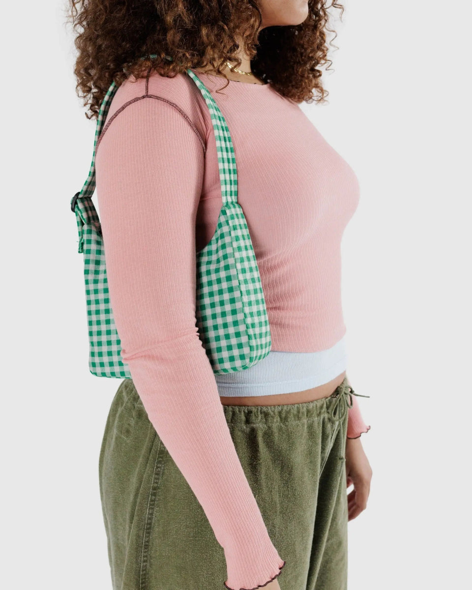 BAGGU - MINI NYLON SHOULDER BAG Schultertasche • Green Gingham - Schultertasche - ROSA ECK Concept Store