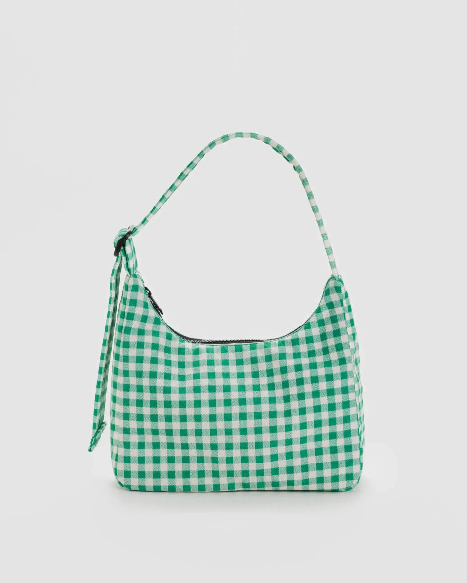 BAGGU - MINI NYLON SHOULDER BAG Schultertasche • Green Gingham - Schultertasche - ROSA ECK Concept Store