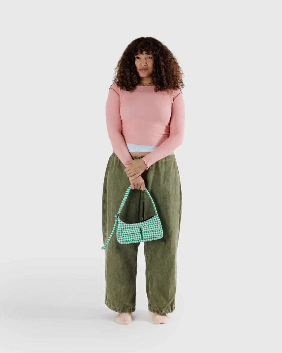 BAGGU - MINI NYLON SHOULDER BAG Schultertasche • Green Gingham - Schultertasche - ROSA ECK Concept Store
