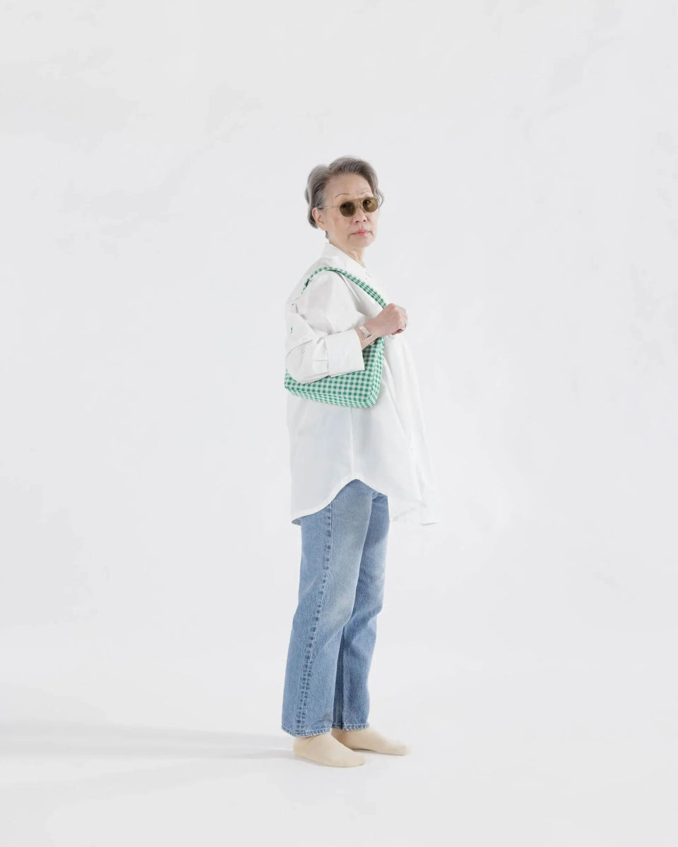 BAGGU - MINI NYLON SHOULDER BAG Schultertasche • Green Gingham - Schultertasche - ROSA ECK Concept Store