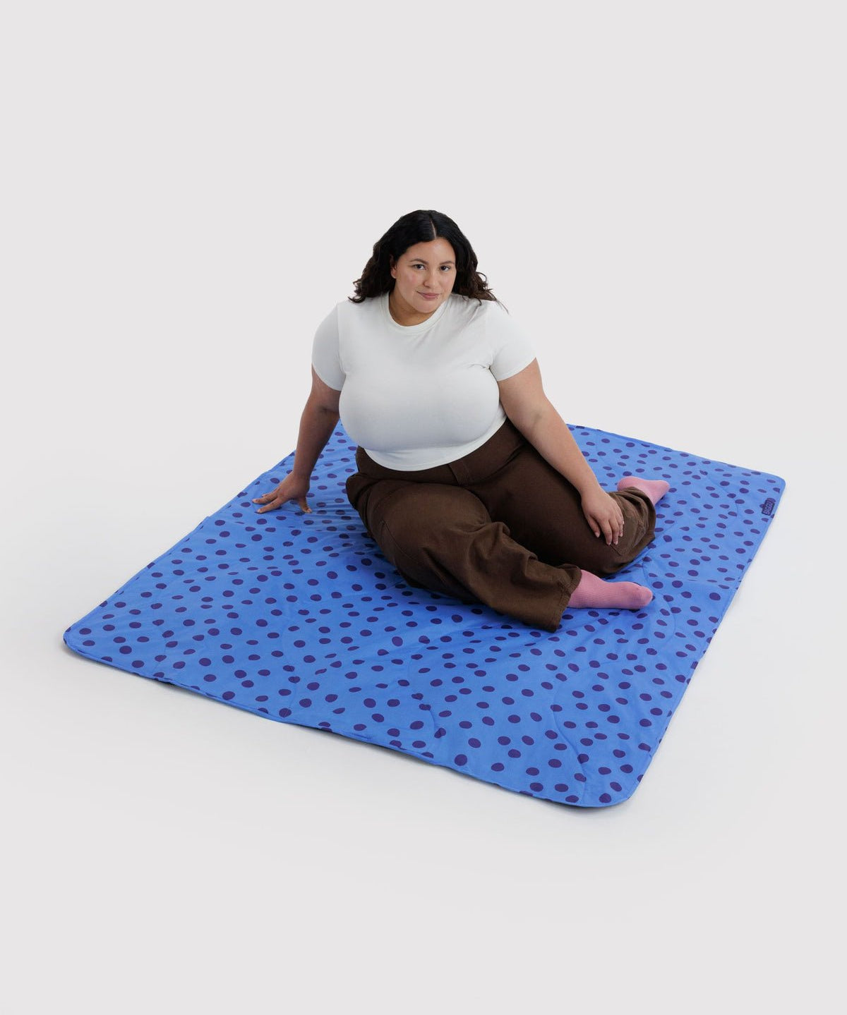 BAGGU - Picknickdecke • Blue Polka Dot - ROSA ECK