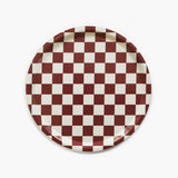 BLU KAT - CHECKER Serviertablett (⌀ 31 cm) | Burgundy/Cream - ROSA ECK - Rund, ,