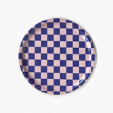 BLU KAT - CHECKER Serviertablett (⌀ 31 cm) | Indigo/Mandel - ROSA ECK - Blau, Lila,