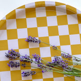 BLU KAT - CHECKER Serviertablett (⌀ 31 cm) | Mustard - ROSA ECK - Gelb, ,