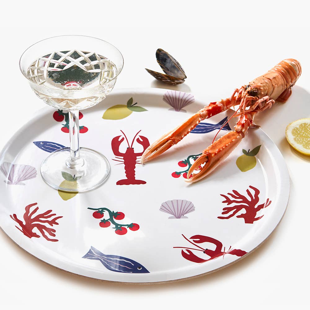 BLU KAT - SEASIDE LUNCH Serviertablett rund (⌀ 31 cm) - Serviertablett - ROSA ECK Concept Store