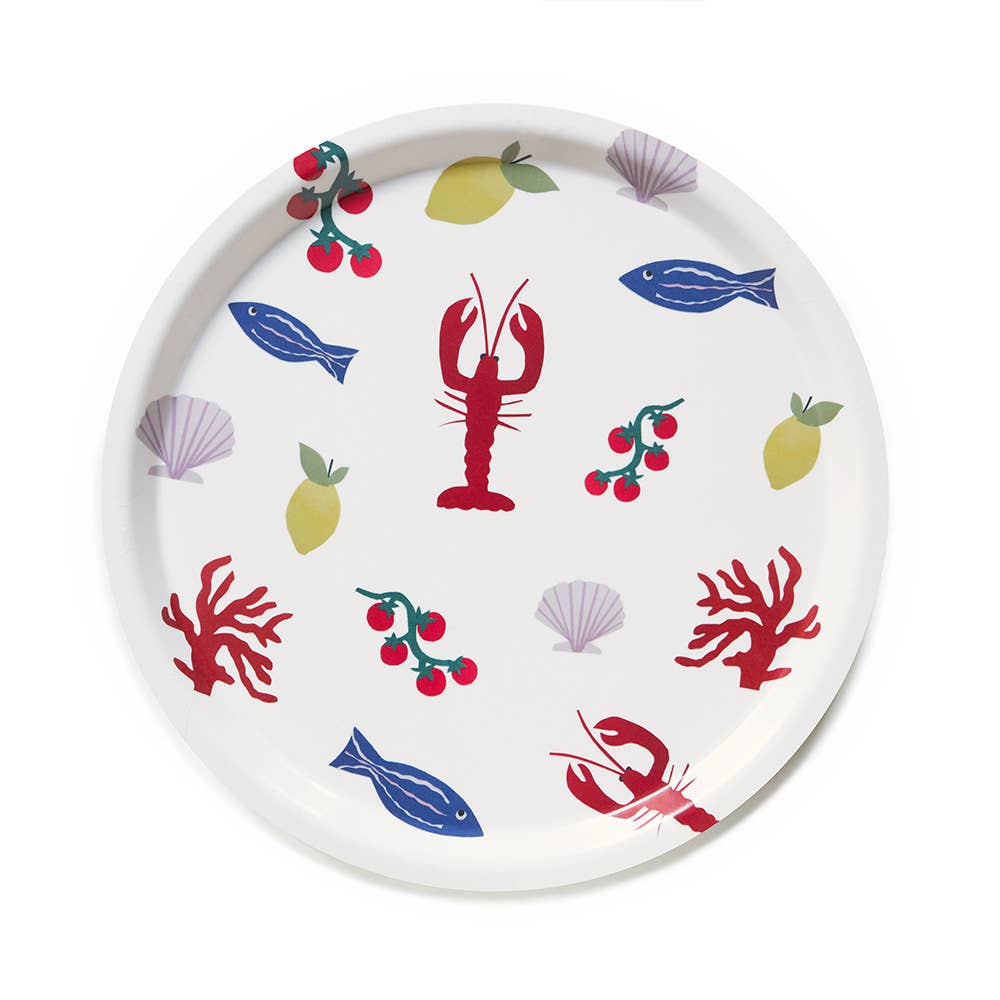 BLU KAT - SEASIDE LUNCH Serviertablett rund (⌀ 31 cm) - Serviertablett - ROSA ECK Concept Store