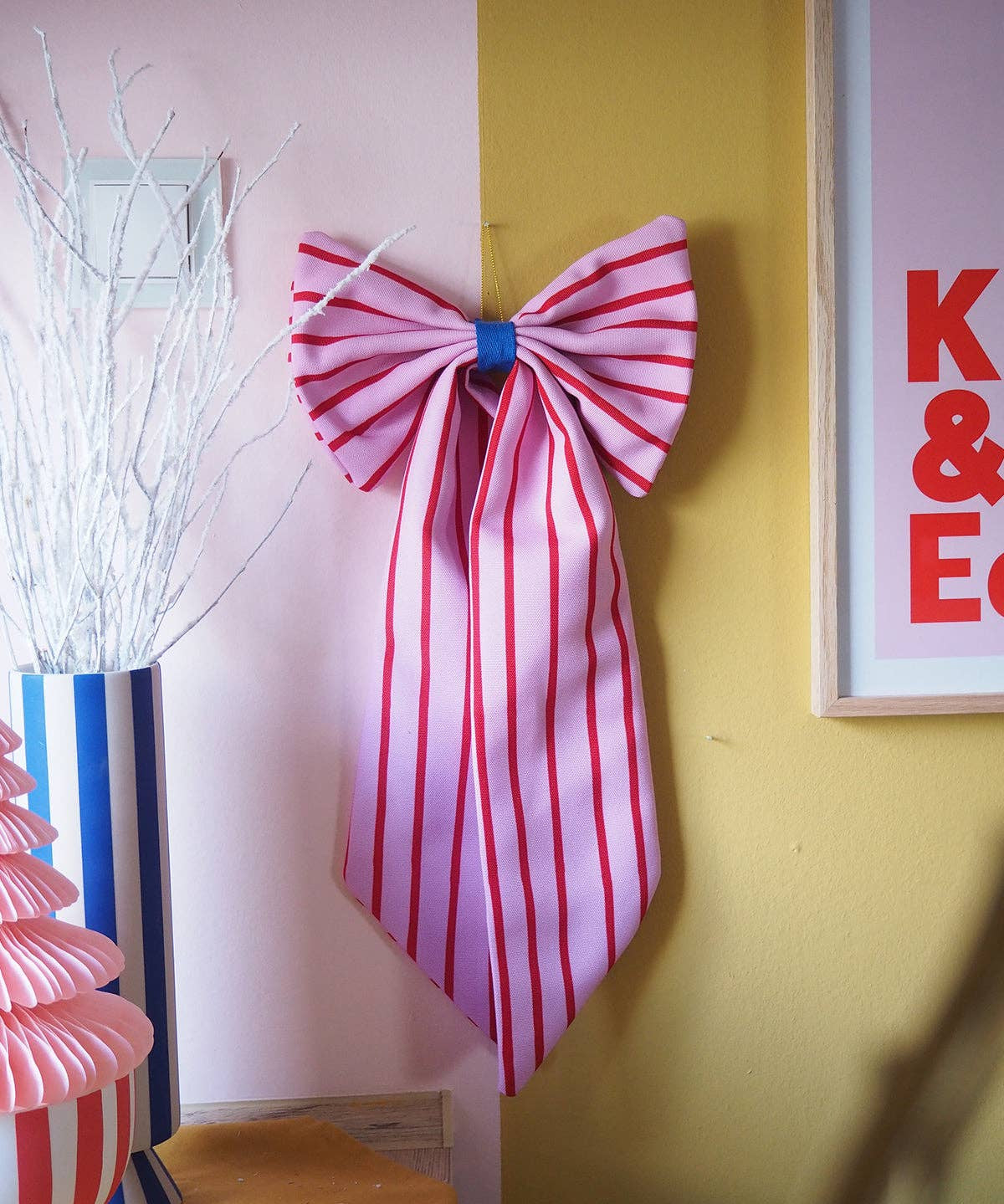 coopz - Weihnachtsschleife zum Aufhängen • Streifen Pink/Rot - Dekoration - ROSA ECK