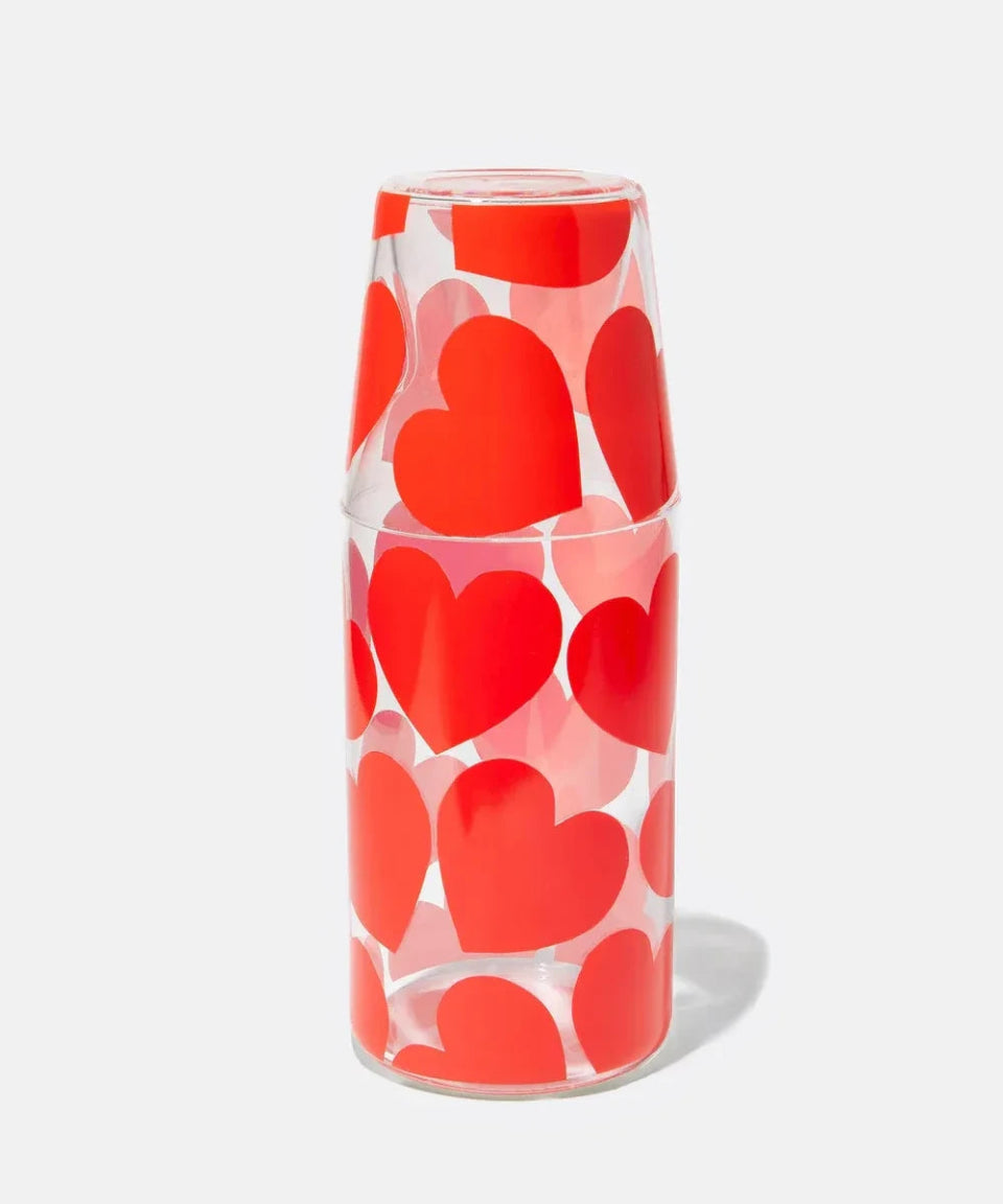 DOIY - LOVE Karaffe & Trinkglas Set mit Herzmotiv - Karaffe - ROSA ECK Concept Store