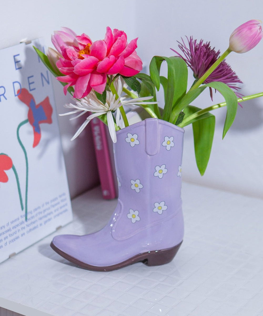 DOIY - RODEO COWBOY BOOT Vase | Lilac - ROSA ECK - Flieder, Lila, Stiefel