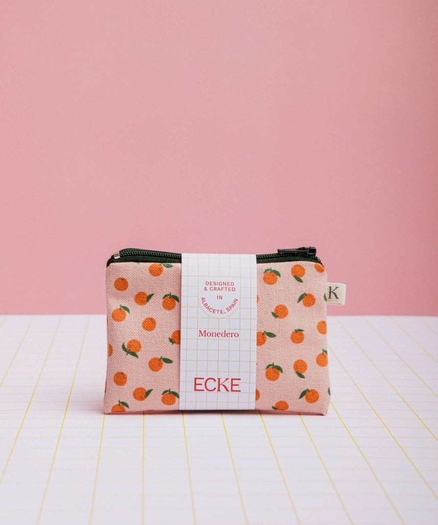 ECKE - NARANJAS Mini Geldbeutel | Zipp | Orangen Rosa - ROSA ECK - mandarine, obst, Orange