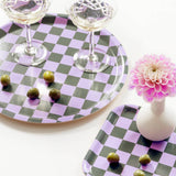 Rundes Serviertablett „Lilac/Olive CHECKER“, 31 cm - ROSA ECK Concept Store