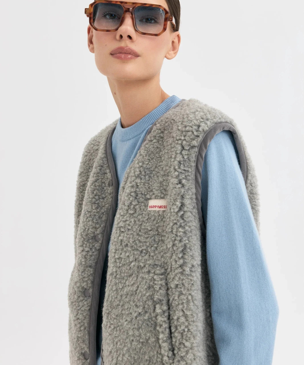 Happymess Merino Weste Stone Grey